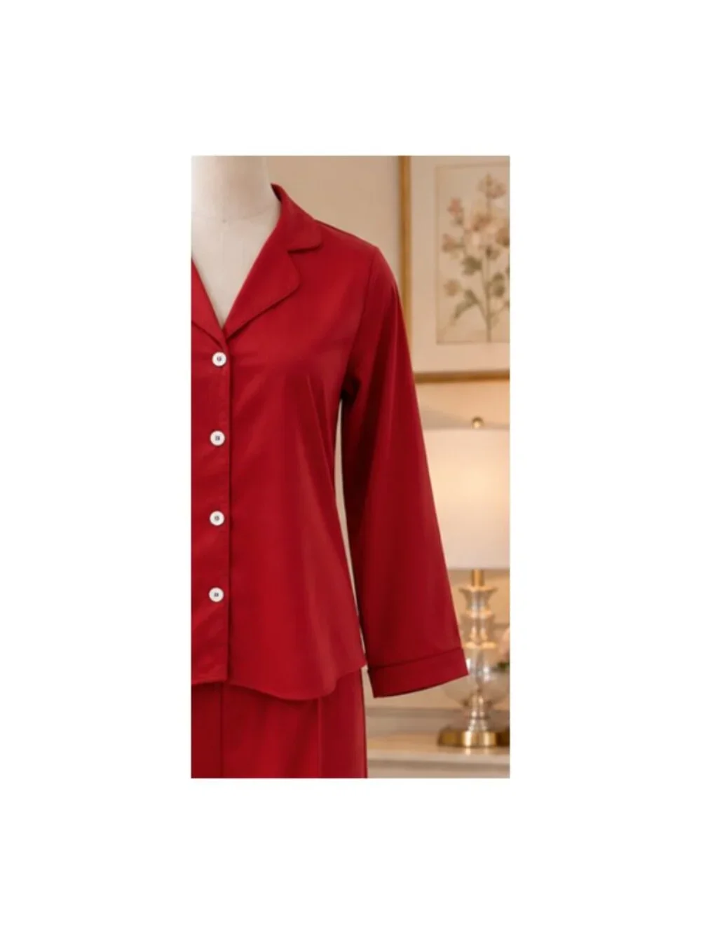 SoieRose Red 100% Cotton Classic Cotton Pajama Set for Women - SR-1343